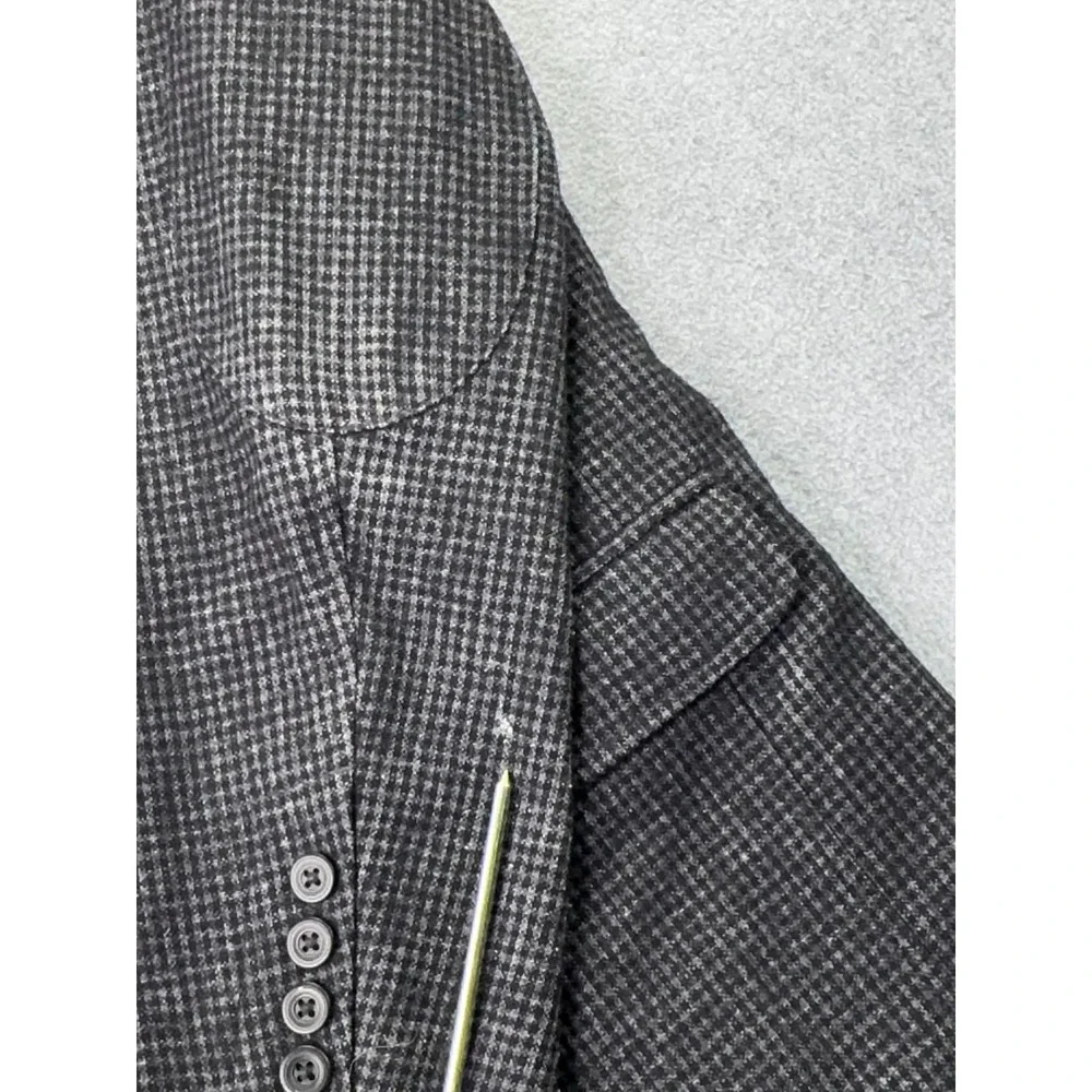 L.L‎ Bean Wool Sport Coat Men's 44 Tall Black Houndstooth Jacket Utility Pockets
